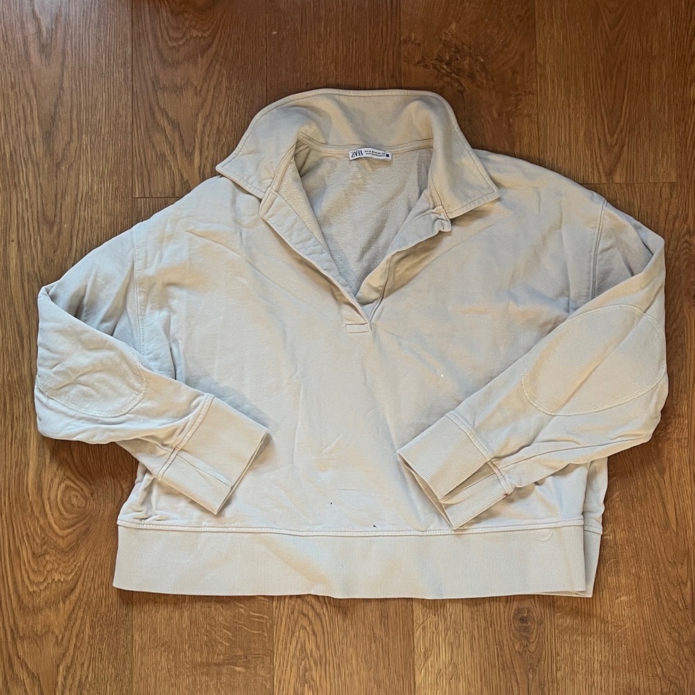 Zara Ivory Collared Pullover Size M